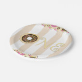 Brauncreme Sprinkle Donuts 1. Geburtstag Party Pappteller (Schrägansicht)