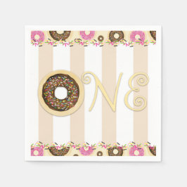 Brauncreme Sprinkle Donuts 1. Geburtstag Party Serviette