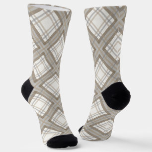 Brauncreme und Karierte Unisex Socken