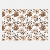 Brauncreme Weiße Blume Geburtstag Geschenkpapier Set (Vorderseite)