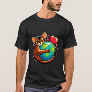 Braune Abessinierkatze Erdtagsumarmung Liebe Besit T-Shirt