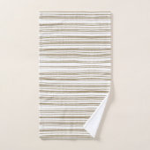 Braune Abstrakte Streifen Moderne Minimalistisch Badhandtuch Set (Handtuch)