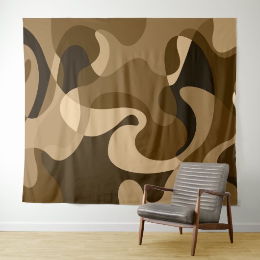 Braune, abstrakte, Wirble Bio Formen Wandteppich (Beispiel (Horizontal))