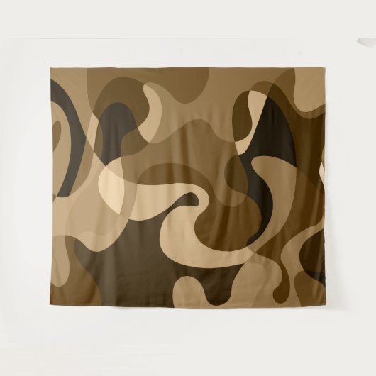 Braune, abstrakte, Wirble Bio Formen Wandteppich (Vorderseite (Horizontal))