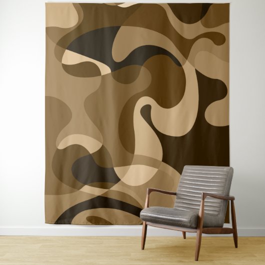 Braune, abstrakte, Wirble Bio Formen Wandteppich (Beispiel)