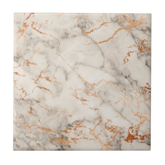 Braune Akzente und weiße Abstrakte Muster Fliese (Vorderseite)