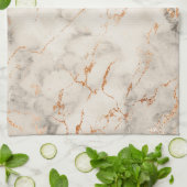 Braune Akzente und weiße Abstrakte Muster Geschirrtuch (Gefaltet)