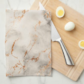 Braune Akzente und weiße Abstrakte Muster Geschirrtuch (Viertel Falte)