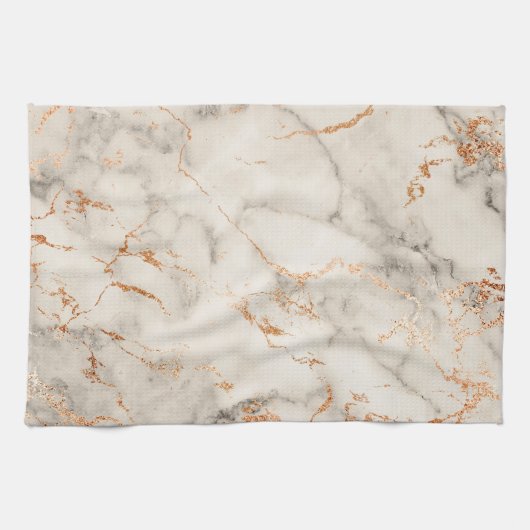 Braune Akzente und weiße Abstrakte Muster Geschirrtuch (Horizontal)