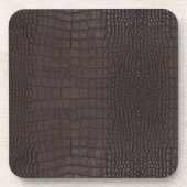 Braune Alligator Imitate Leather Print Getränkeuntersetzer (Vorderseite)