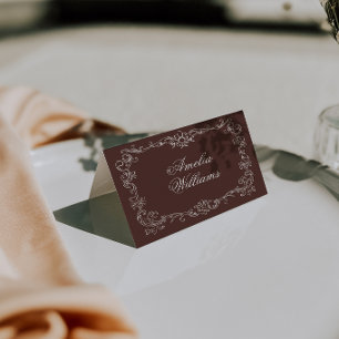 Braune alte Geld-Hochzeitsplatzkarten aus Schokola Tischnummer