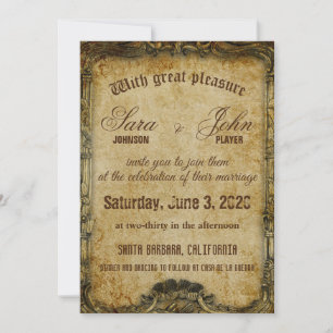 Braune alte Papier-Hochzeitseinladung im Vintage-S Einladung