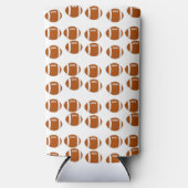 Braune amerikanische Fußbälle-Muster weiß Selters Dosenkühler (Vorderseite)