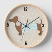 Braune, animierte Dackel Uhr (Vorderseite)