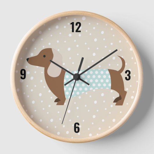 Braune, animierte Dackel Uhr (Vorderseite)