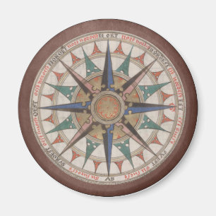 Braune antike Compass-Rose Magnet