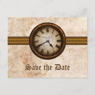 Braune antike Uhr Save-the-Date-Postkarte Ankündigungspostkarte
