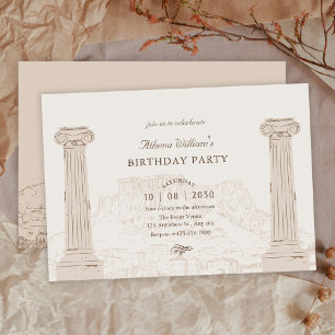 Braune antike Vintage-Architektur Geburtstag Einladung