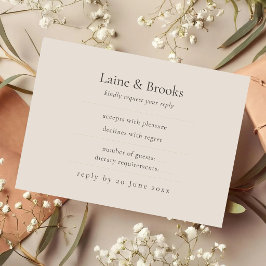 Braune Antwortkarte | Minimale elegante Hochzeitsa RSVP Karte