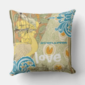 Bräune Aquamarin Gelbe Koralle & Olivenbaumgewächs Kissen (Rückseite)