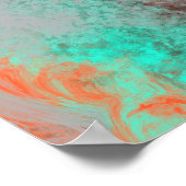 Braune, Aquamarine, orangefarbene Marmorflüssigkei Poster (Ecke)