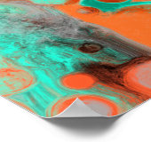 Braune, Aquamarine, orangefarbene Marmorflüssigkei Poster (Ecke)