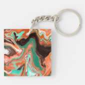 Braune, Aquamarine, orangefarbene Marmorflüssigkei Schlüsselanhänger (Rückseite)