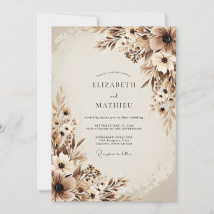 Braune Ätherische Botanische Hochzeit Einladung