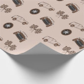 Braune Autos dekoratives Muster Geschenkpapier (Ecke)