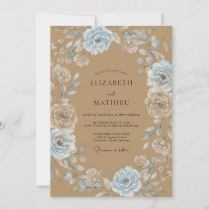 Braune Azurblumen-Kranz-Hochzeit Einladung