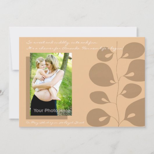 Braune Babypartyeinladung des Efeus Einladung (Vorderseite)