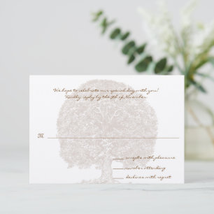 Braune Baum Hochzeitsmonogramm-Antwortkarte RSVP Karte
