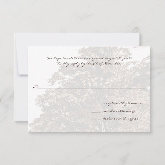 Braune Baum Hochzeitsmonogramm-Antwortkarte RSVP Karte (Vorderseite)