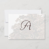Braune Baum Hochzeitsmonogramm-Antwortkarte RSVP Karte (Rückseite)