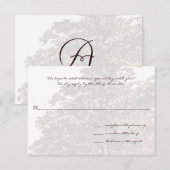 Braune Baum Hochzeitsmonogramm-Antwortkarte RSVP Karte (Vorne/Hinten)