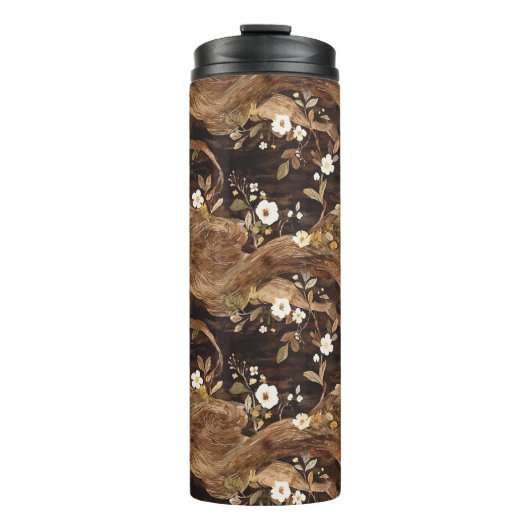 Braune Baumblüten Thermosbecher (Vorderseite)