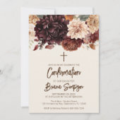 Braune Beige Elfenbeinküste Blume Blumenbejahung Einladung (Vorderseite)