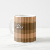 Braune beige Farbtöne gestreift vertikale Muster Kaffeetasse (Vorderseite Links)