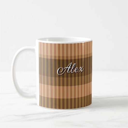 Braune beige Farbtöne gestreift vertikale Muster Kaffeetasse (Links)