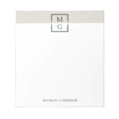 Braune Beige grüne Saubere Mantel Monogramm und Na Notizblock (Vorderseite)
