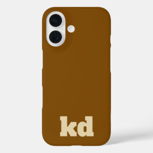 braune & beige Initialen Monogramm iPhone 16 Hülle