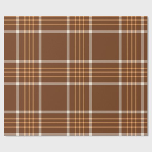 Braune Beige Karierte Tartan Schachbrettmuster Geschenkpapier (Flach)
