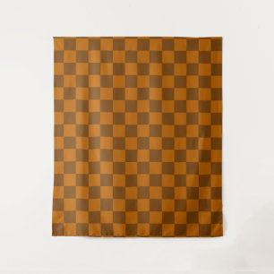 Braune Beige Markierter Block Print Wandteppich