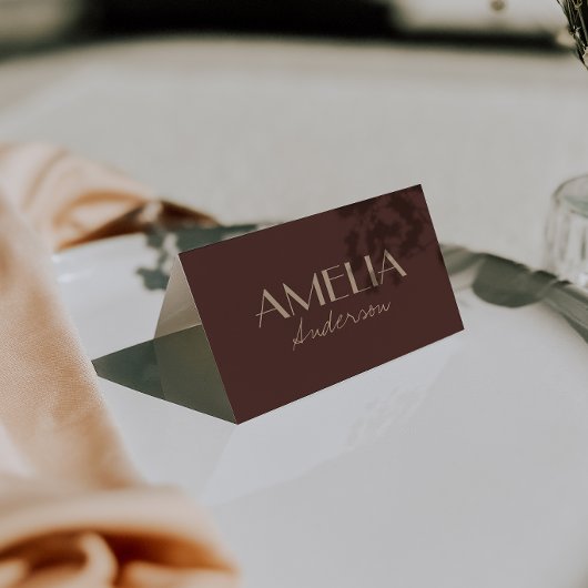 Braune Beige Retro-Hochzeitsplatzkarten    Tischnummer