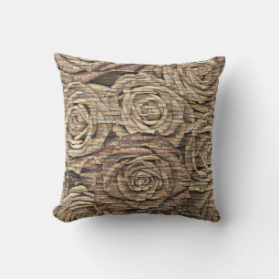 Braune beige Rose - moderne, zeichnend Mauer Kissen