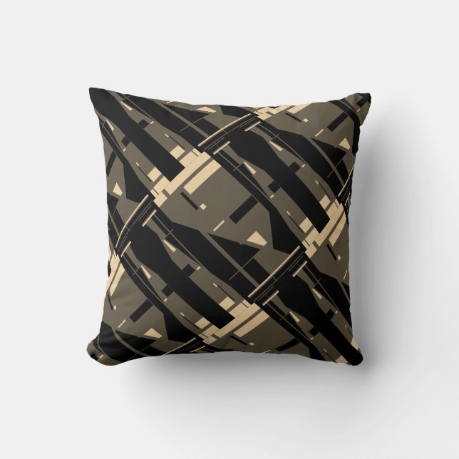 Braune Beige Schwarzes Mittelmeer Slangerweide Kissen (Vorderseite)