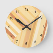 Braune beige Streifen Runde Wanduhr (Vorderseite)