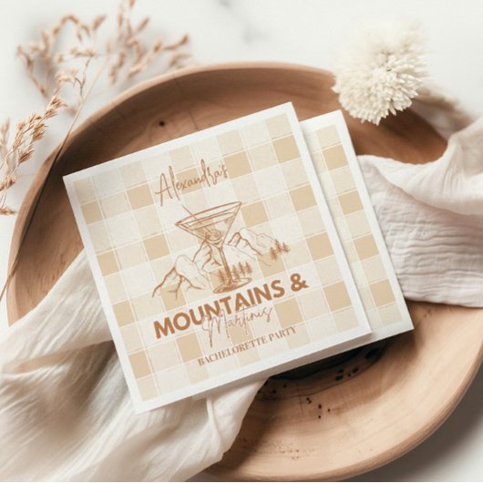 Braune Berge und Martinis Bachelorette Serviette