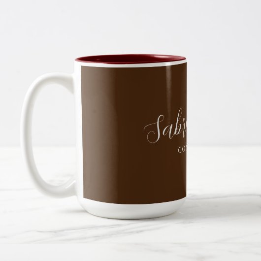 Braune Berufliche Kalligrafie Trendy Moderne Schli Zweifarbige Tasse (Links)