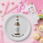 Braune Bierflasche zum 75. Geburtstag Pappteller (Party)